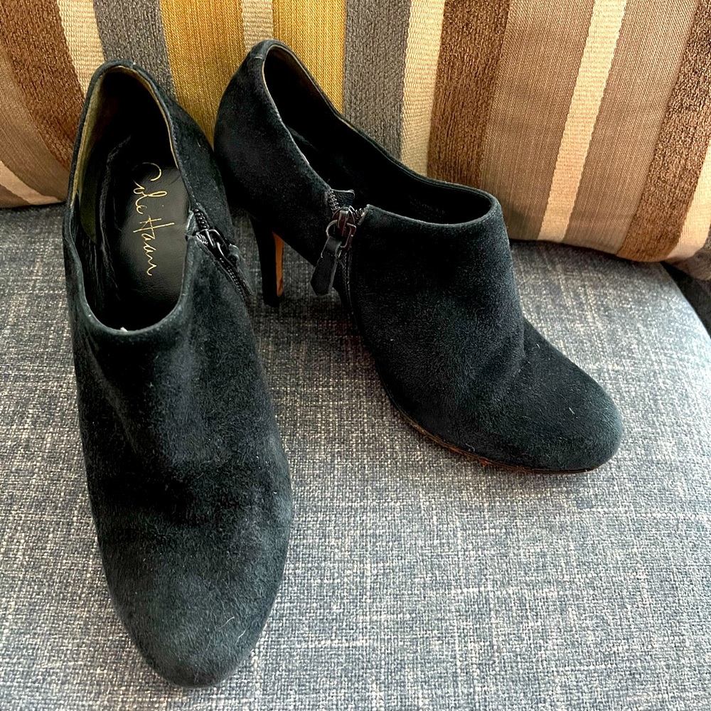 Black Cole Haan suede booties